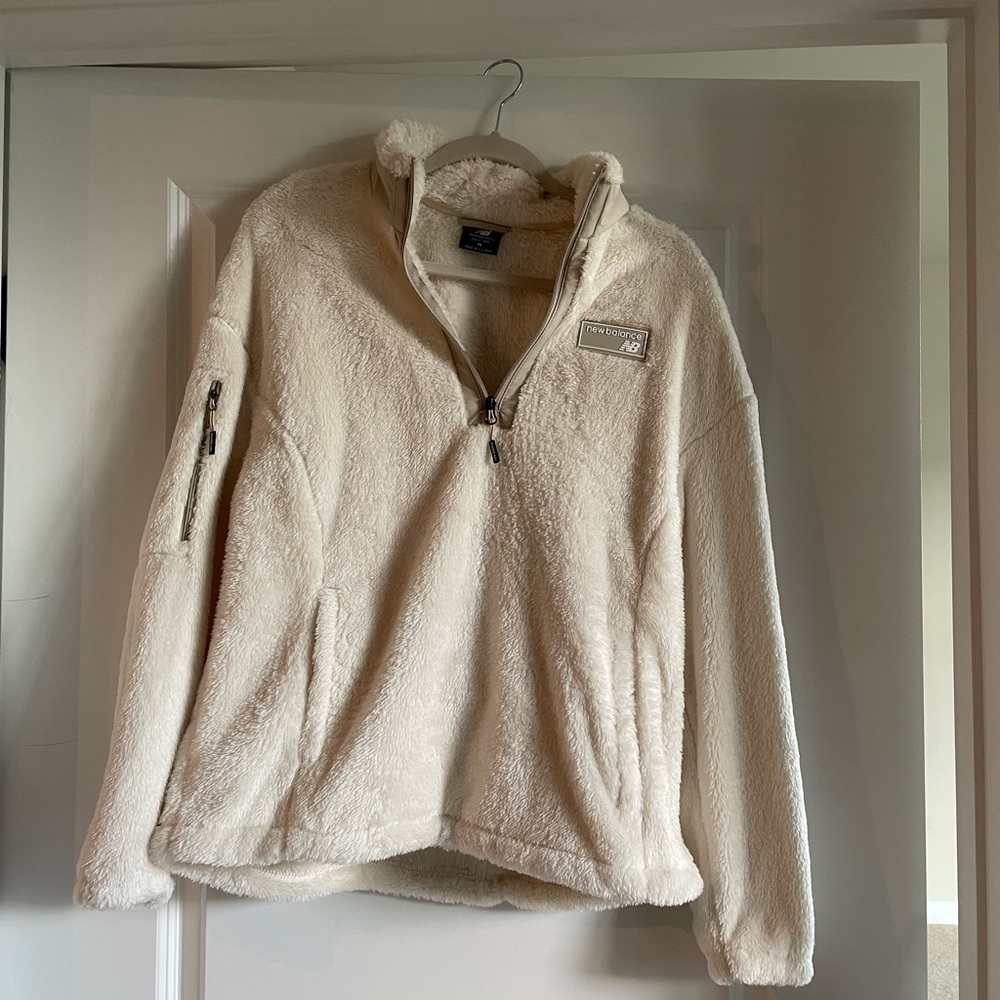 New Balance Cream Teddy Jacket Plush Fleece Cozy
